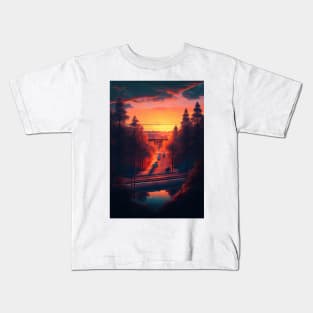 Vibrant Oceanside Sunset Kids T-Shirt